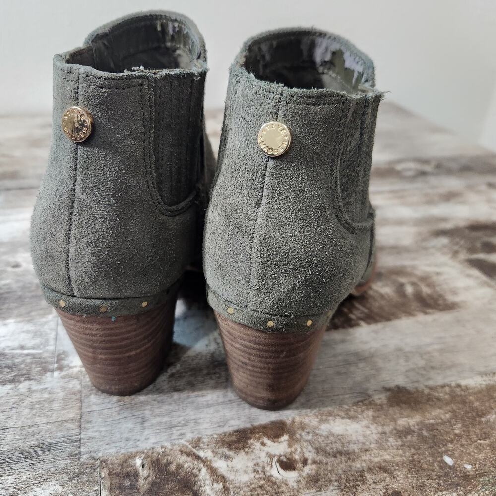Steve Madden Womens 8.5 Leather Suede Ankle Boots Green Western Block Heel - Picture 5 of 10